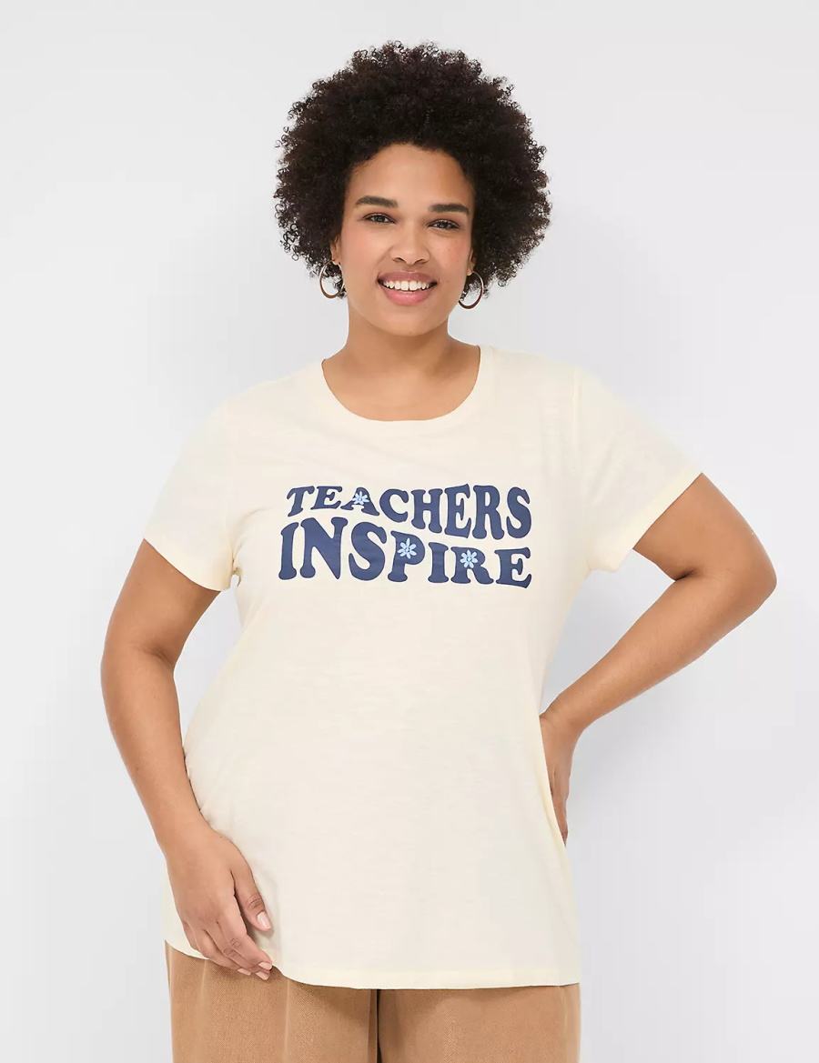 Lane Bryant Teachers Inspire Graphic Tee Women T Shirts White | XJW853ZH