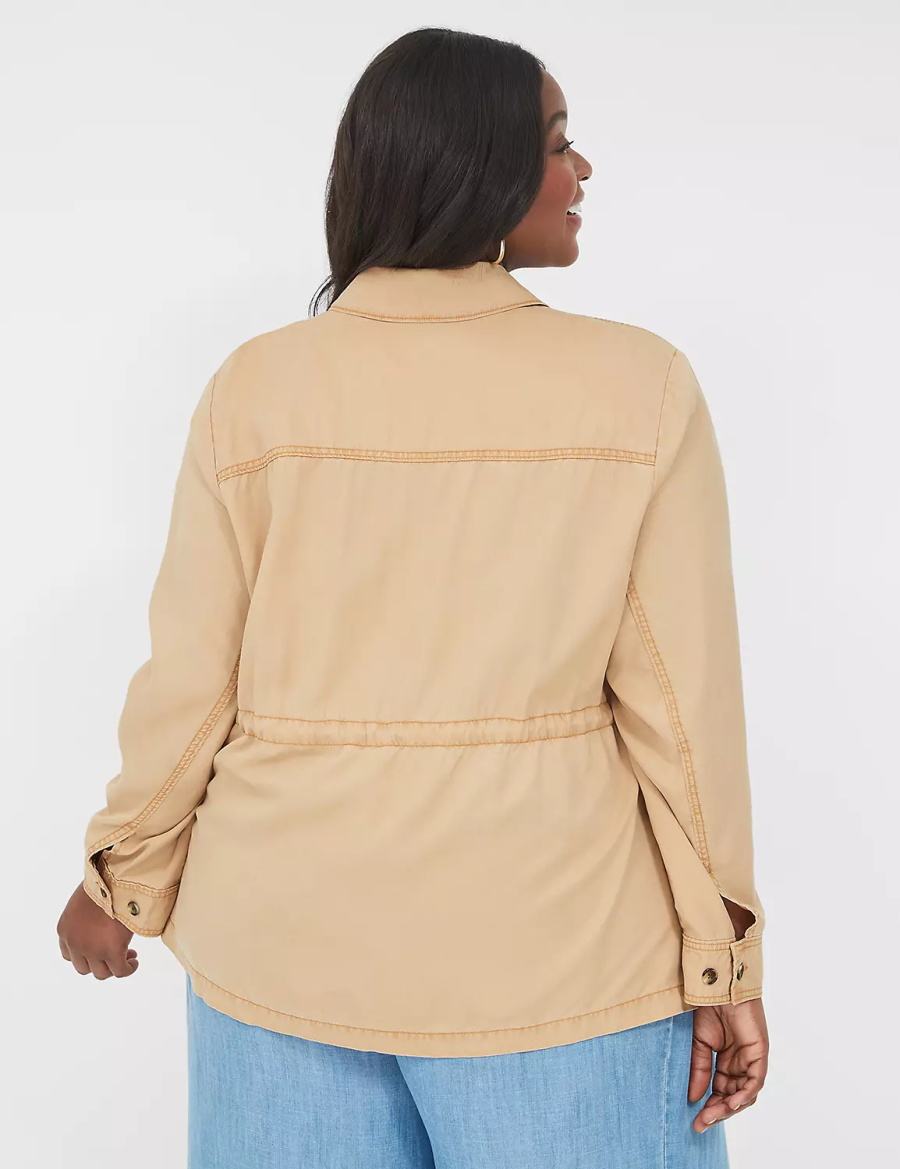 Lane Bryant Tencel Twill Women Jackets Brown | EXZ204WQ