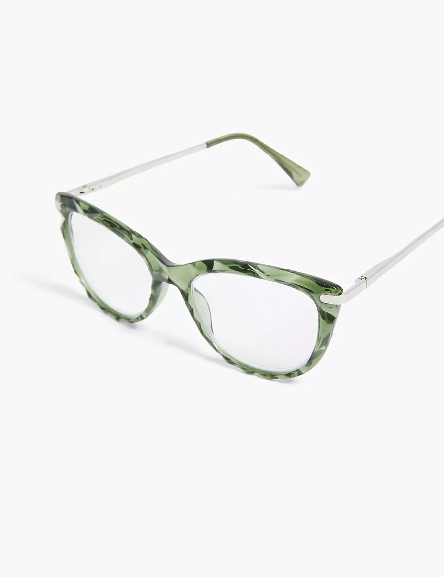 Lane Bryant Textured Cateye Reader Women Glasses Green | AYF7320SS