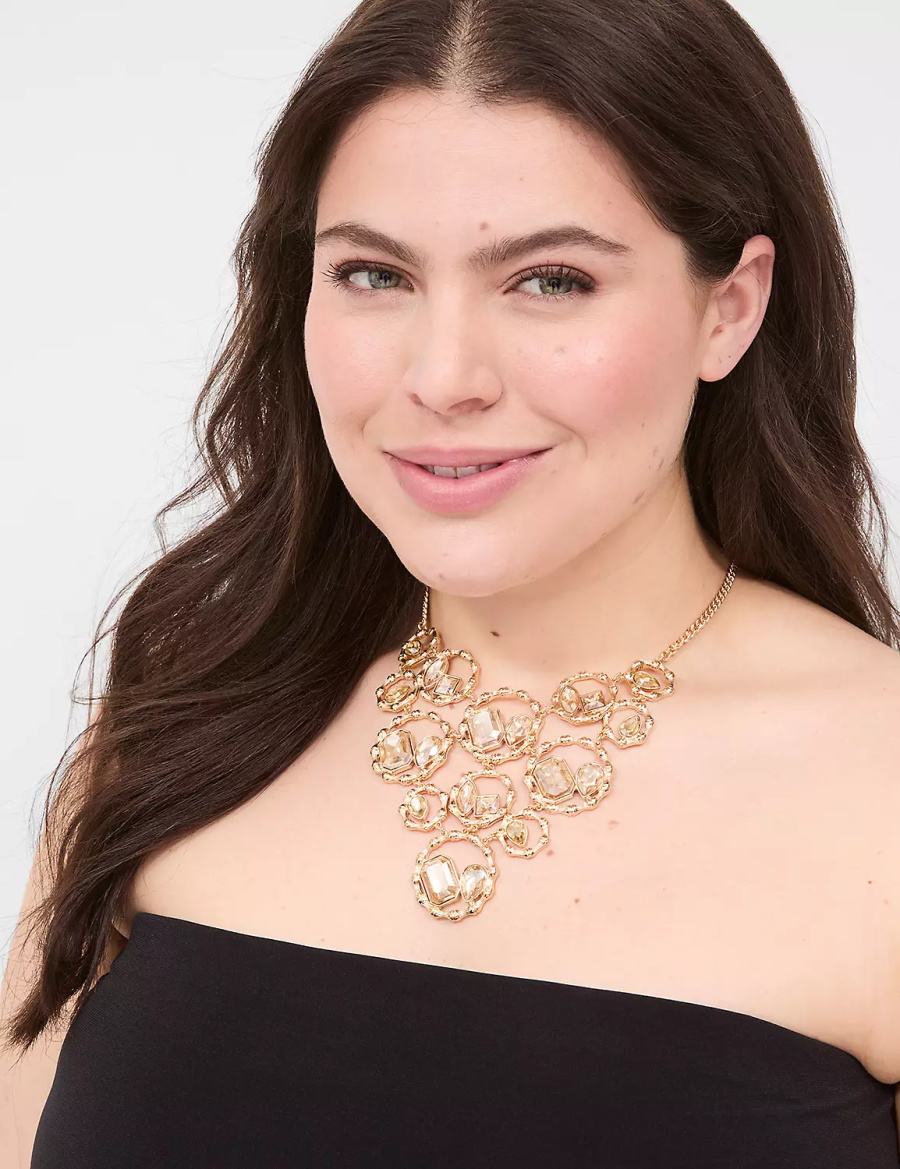 Lane Bryant Textured Imitation Stone Statement Women Necklace Gold | XSA4964HG