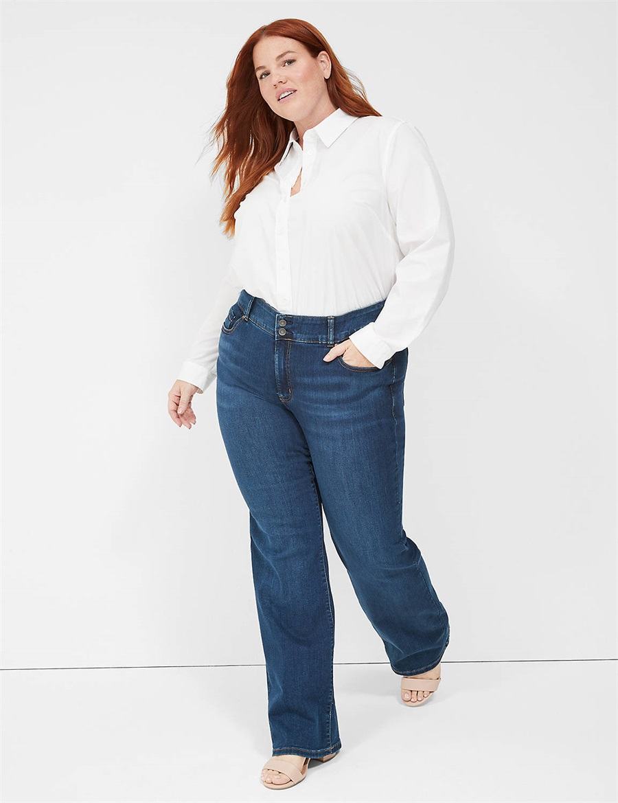 Lane Bryant Tighter Tummy Fit High-Rise Boot Women Jeans Dark Blue | DQP9149KH