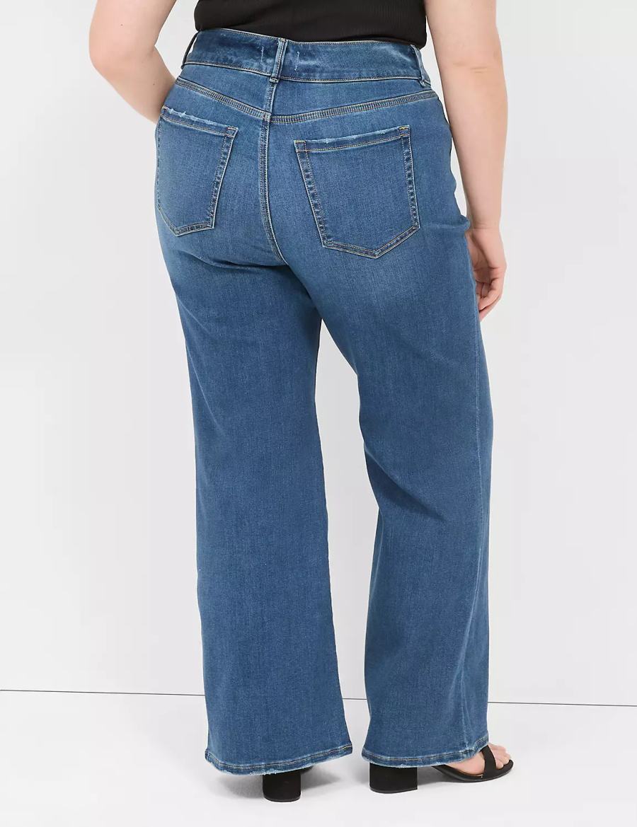 Lane Bryant Tighter Tummy Fit High-Rise Flare Women Jeans Blue | VSY4464TA