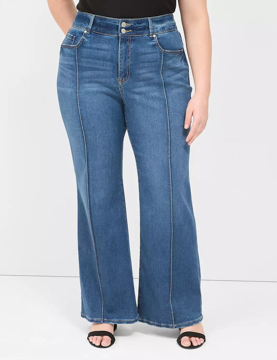 Lane Bryant Tighter Tummy Fit High-Rise Flare Women Jeans Blue | VSY4464TA