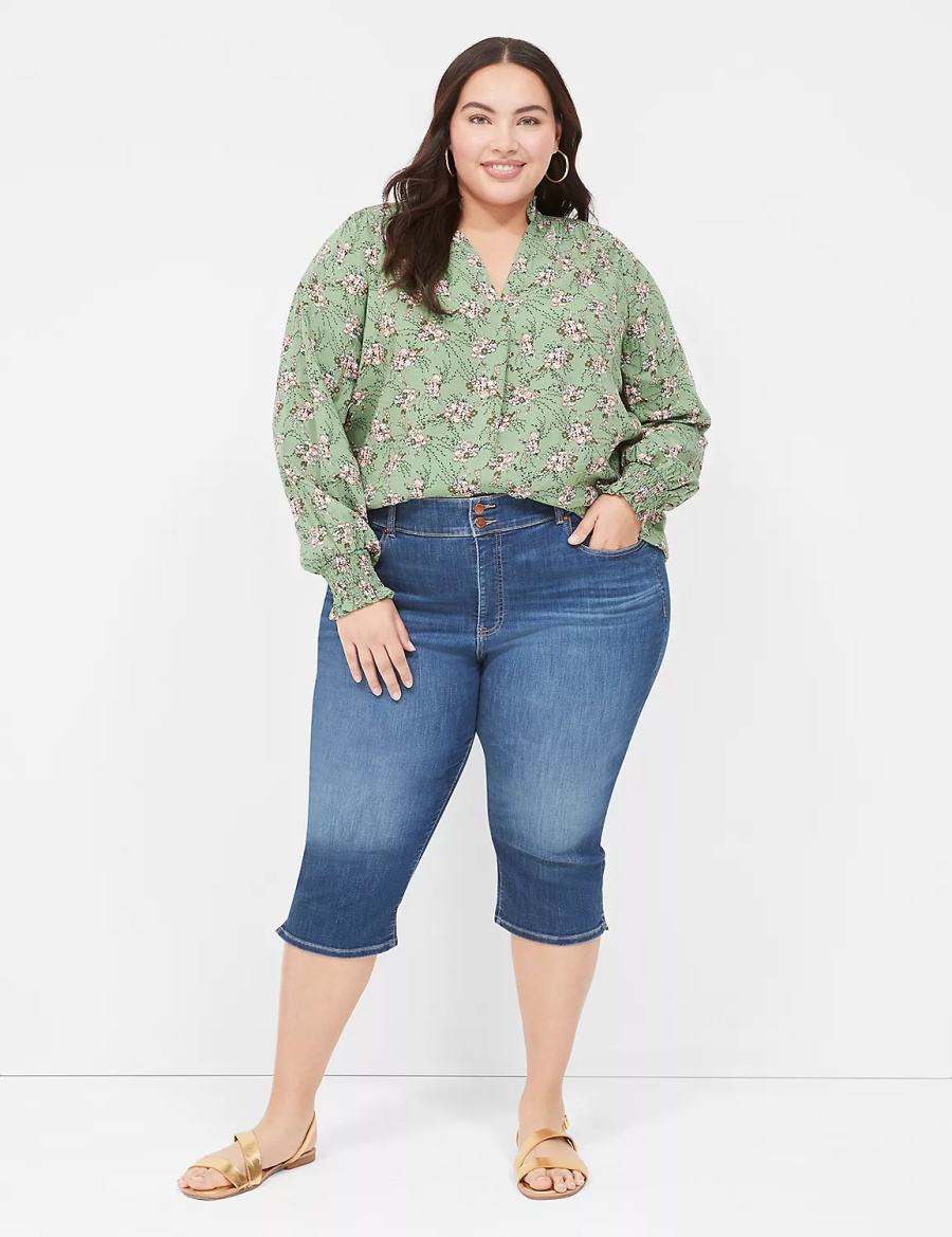 Lane Bryant Tighter Tummy Fit High-Rise Pedal Women Jeans Blue | DBG617YG