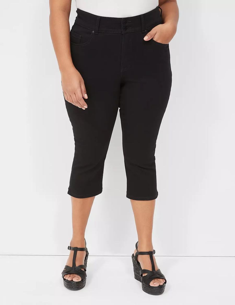 Lane Bryant Tighter Tummy Fit High-Rise Pedal Women Jeans Black | ECK1099YD