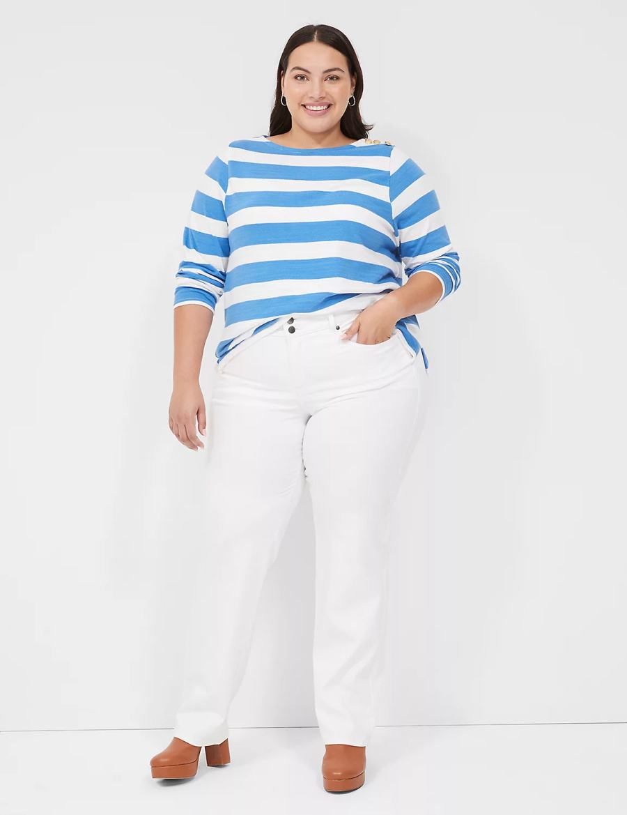 Lane Bryant Tighter Tummy Fit High-Rise Straight Women Jeans White | JPM6457HN