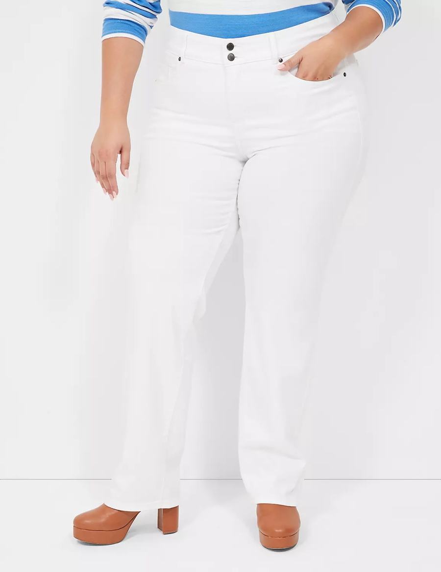 Lane Bryant Tighter Tummy Fit High-Rise Straight Women Jeans White | JPM6457HN