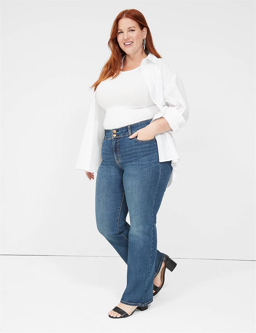 Lane Bryant Tighter Tummy High-Rise Boot Women Jeans Blue | HFV2384NA