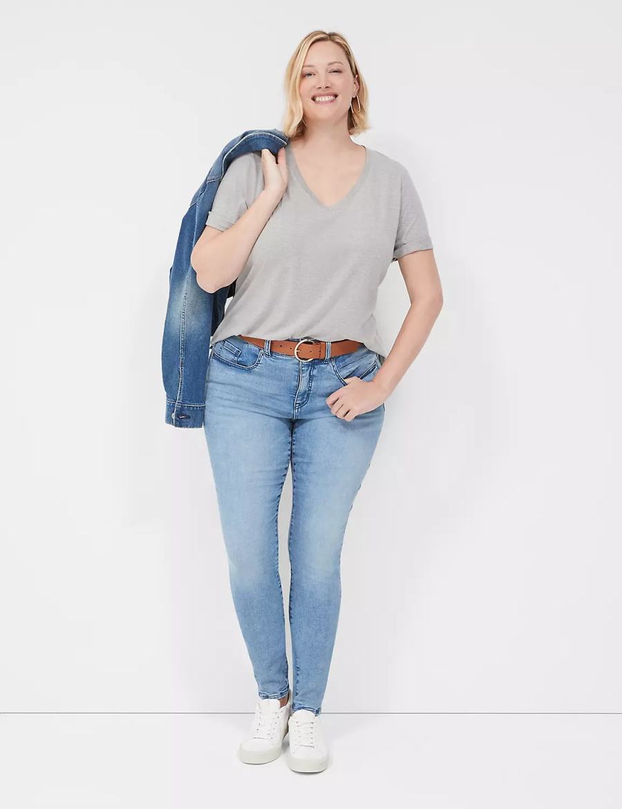 Lane Bryant Tighter Tummy High-Rise Skinny Women Jeans Light Blue | DAD7876FZ