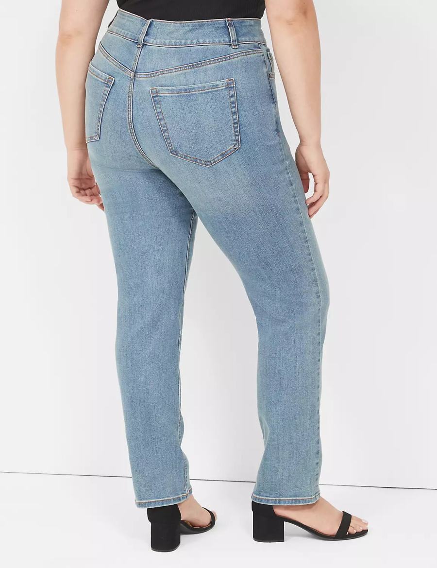 Lane Bryant Tighter Tummy High-Rise Straight Women Jeans Blue | HFL10086QH