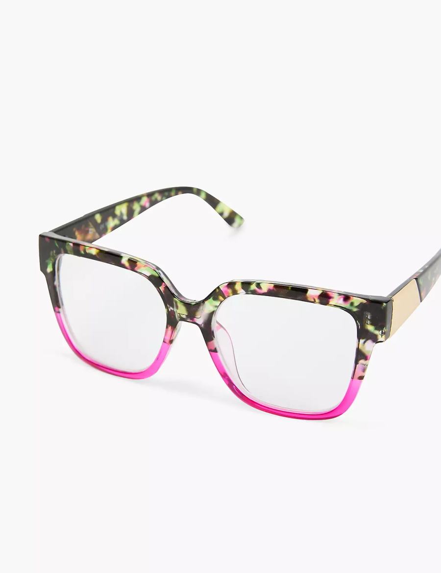 Lane Bryant Tortoiseshell Print & Pink Cateye Reading Women Glasses Black Red | YYU2377AC