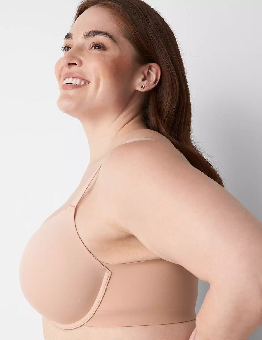 Lane Bryant Totally Smooth Full Coverage Front-Close Women Bralettes Beige | ZMB952EY