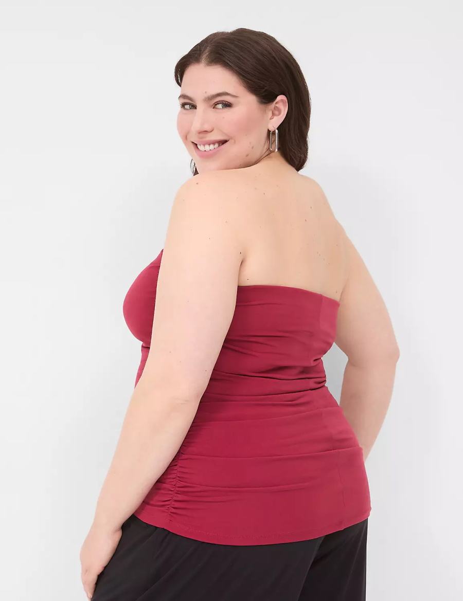 Lane Bryant Tube Top With Shelf-Bra Women Tank Top Deep Red | VZG4922VV