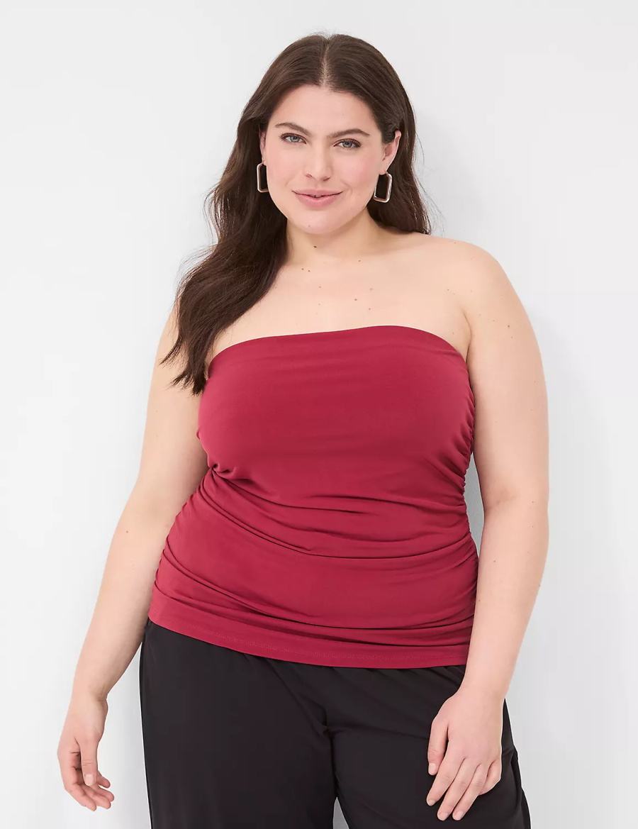 Lane Bryant Tube Top With Shelf-Bra Women Tank Top Deep Red | VZG4922VV