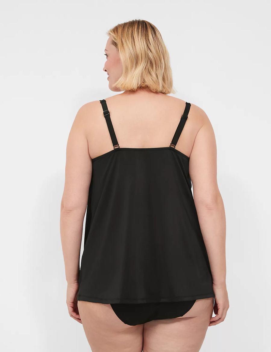 Lane Bryant Underwire Balconette Tankini Women Bikini Top Black | GAL8166IW