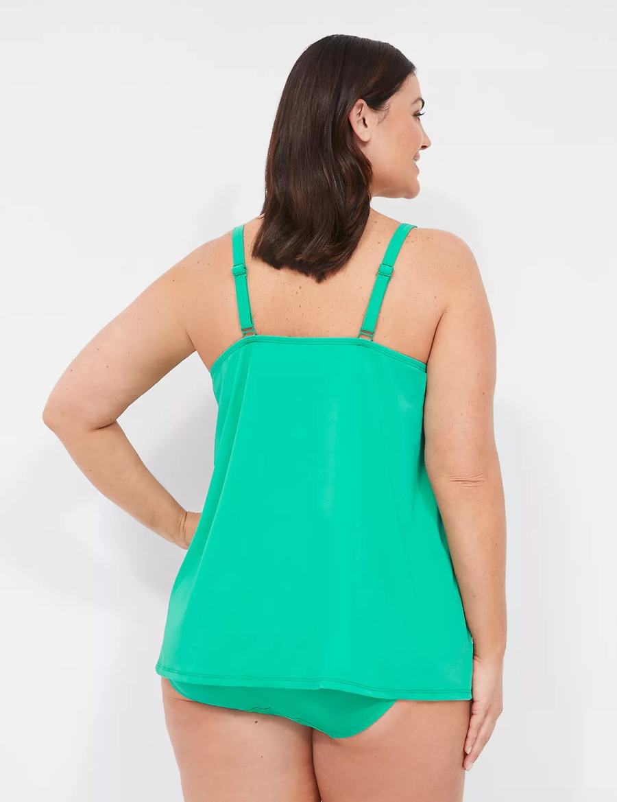 Lane Bryant Underwire O-Ring Tankini Women Bikini Top Turquoise | YCH2130JM