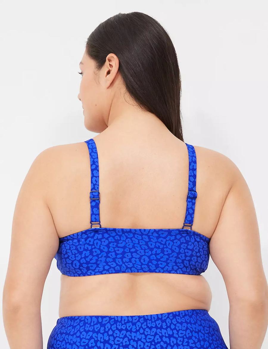 Lane Bryant Underwire Plunge Women Bikini Top Dark Blue | DPO1155OB