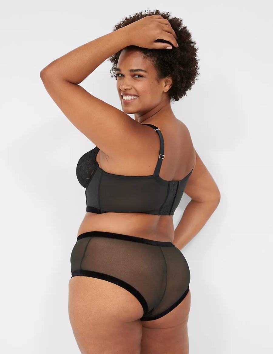 Lane Bryant Velvet-Trim Brief Women Cheeky Panty Black | FUD4645CE