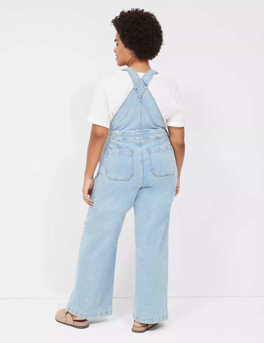 Lane Bryant Wide Leg Denim Women Overall Light Blue | RPF915UF