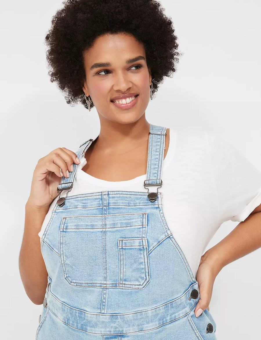 Lane Bryant Wide Leg Denim Women Overall Light Blue | RPF915UF