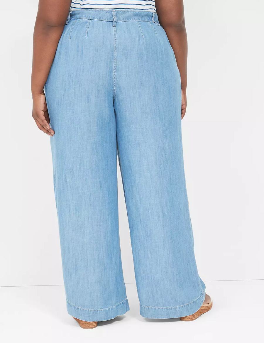 Lane Bryant Wide Leg Trouser Fluid Women Jeans Blue | RFS8456UB