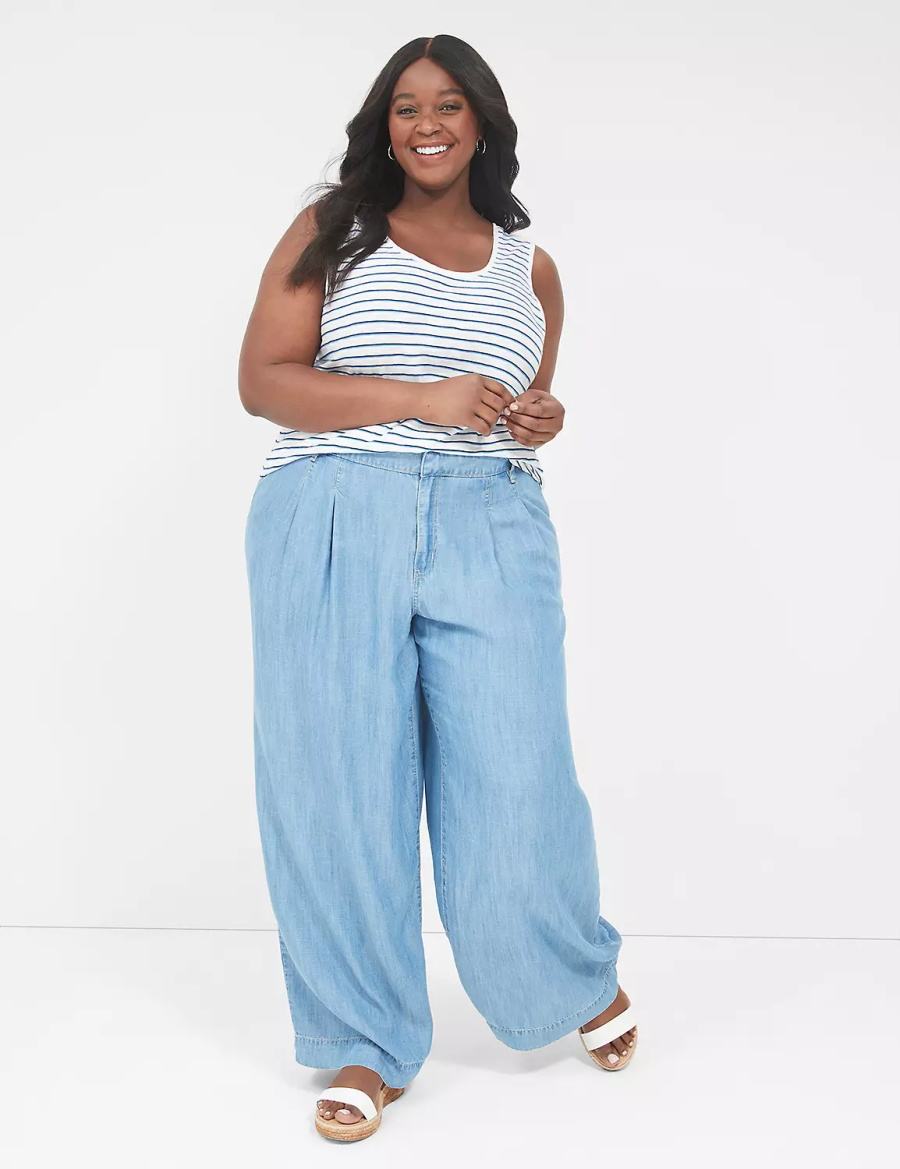 Lane Bryant Wide Leg Trouser Fluid Women Jeans Blue | RFS8456UB