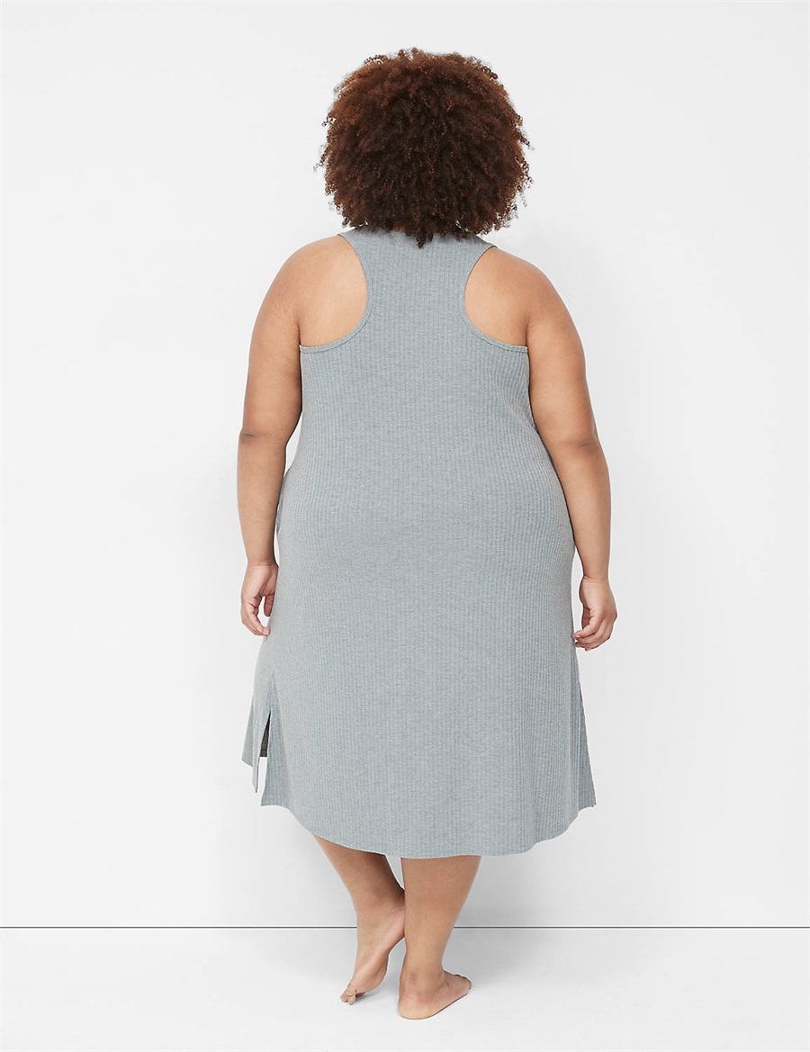 Lane Bryant Wide Rib High-Slit Midi Women Dress Grey | YEV237DO