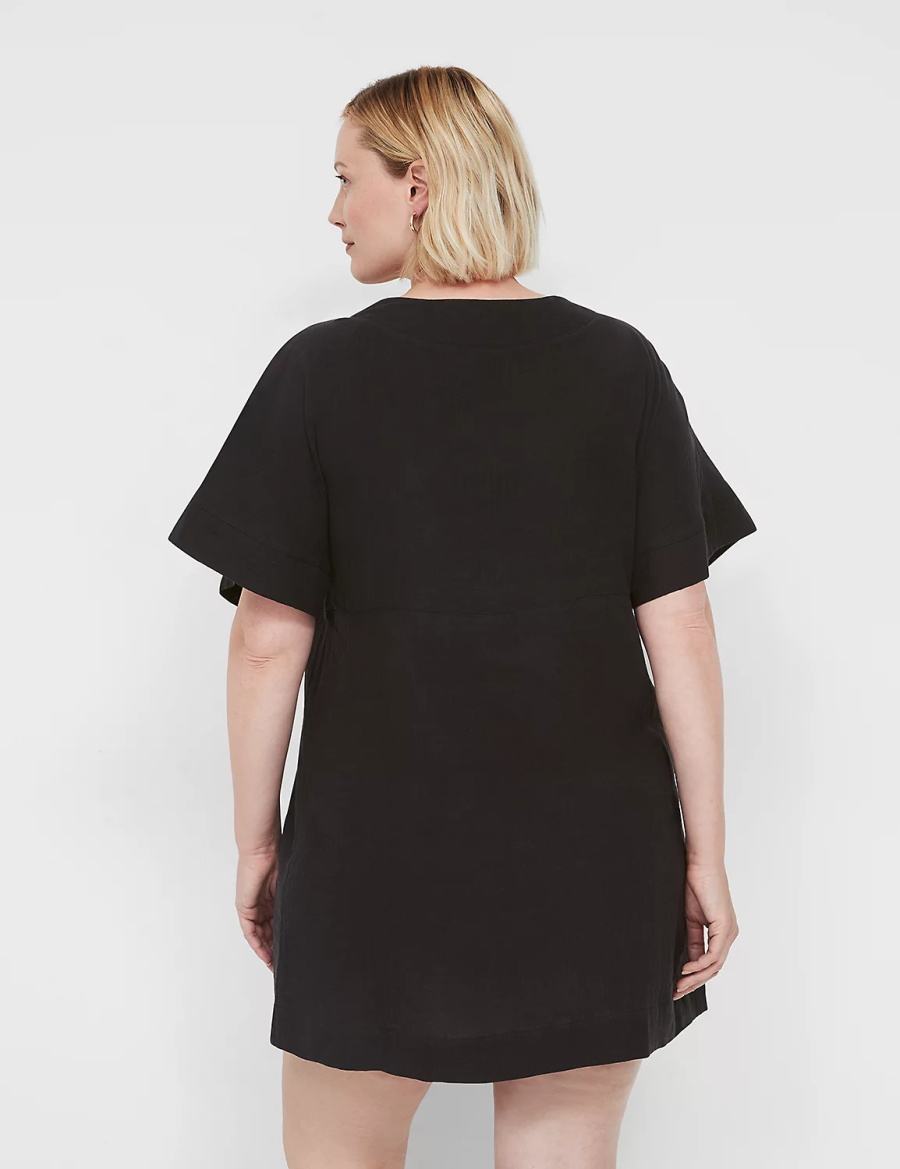 Lane Bryant Woven O-Ring Dolman Women Cover Ups Black | AYD5625FA