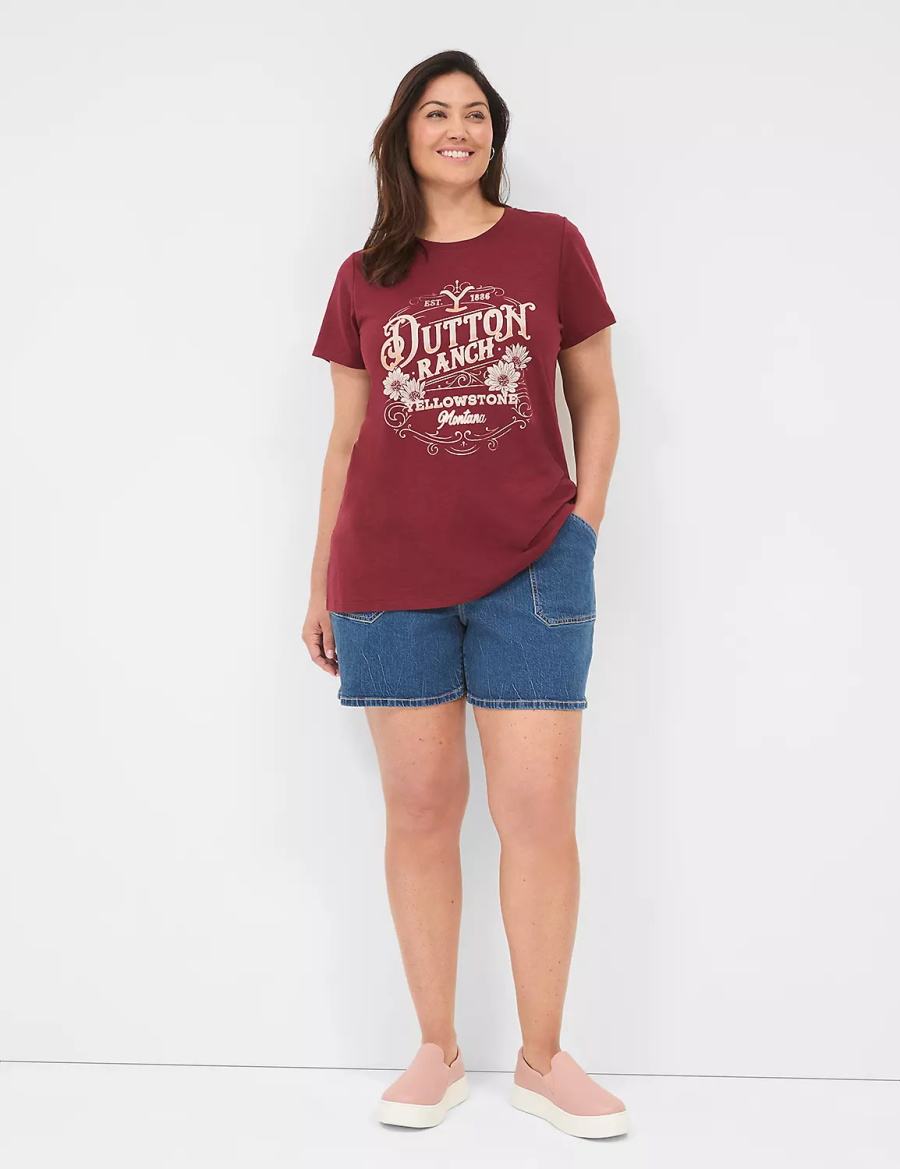 Lane Bryant Yellowstone Dutton Ranch Graphic Tee Women T Shirts Red | MCT8426RB