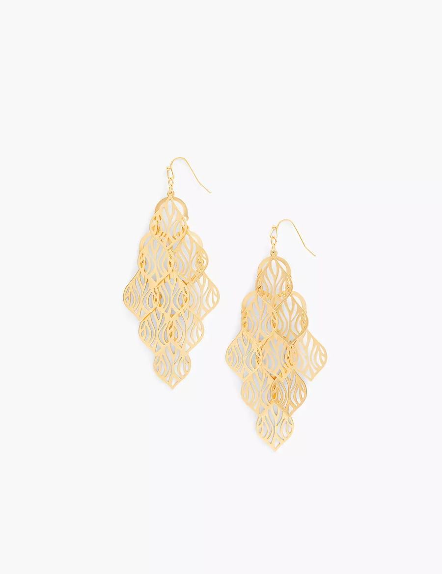 Lane Bryant Zebra Print Chandelier Women Earrings Gold | OJD4135JY